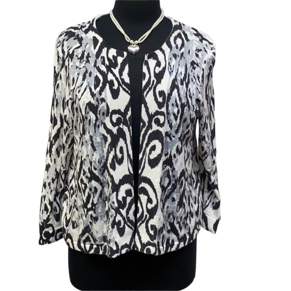 Chico’s Black & Cream Cardigan Sweater - Picture 1 of 5